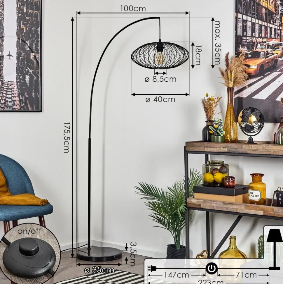 Lampe A Arc Banleou Noir, 1 Lumiere