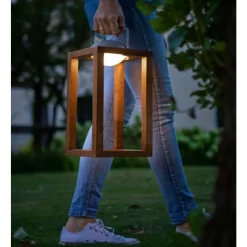 Lampe A Poser Fabas Luce Blend Led Bois Fonce, 1 Lumiere