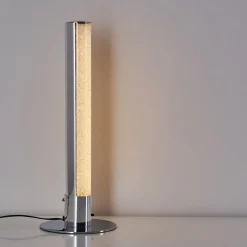 Lampe A Poser Flaut Led Chrome, 1 Lumiere, Telecommandes, Changeur De Couleurs