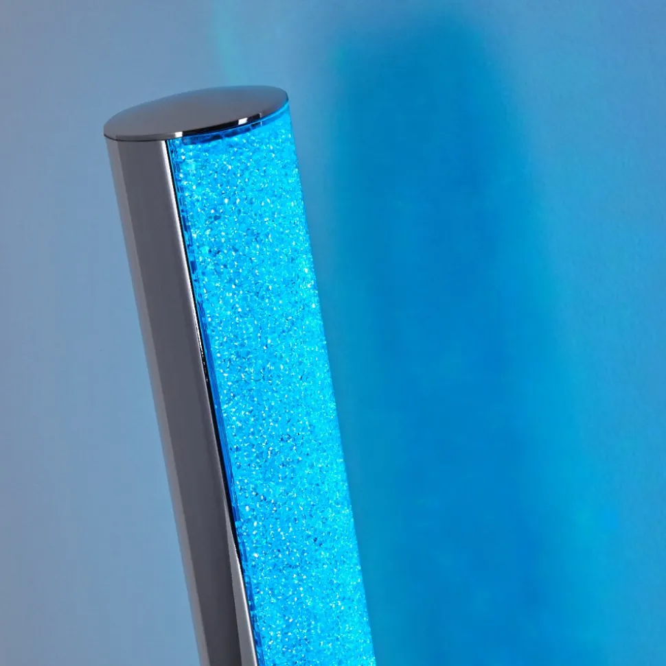 Lampe A Poser Flaut Led Chrome, 1 Lumiere, Telecommandes, Changeur De Couleurs