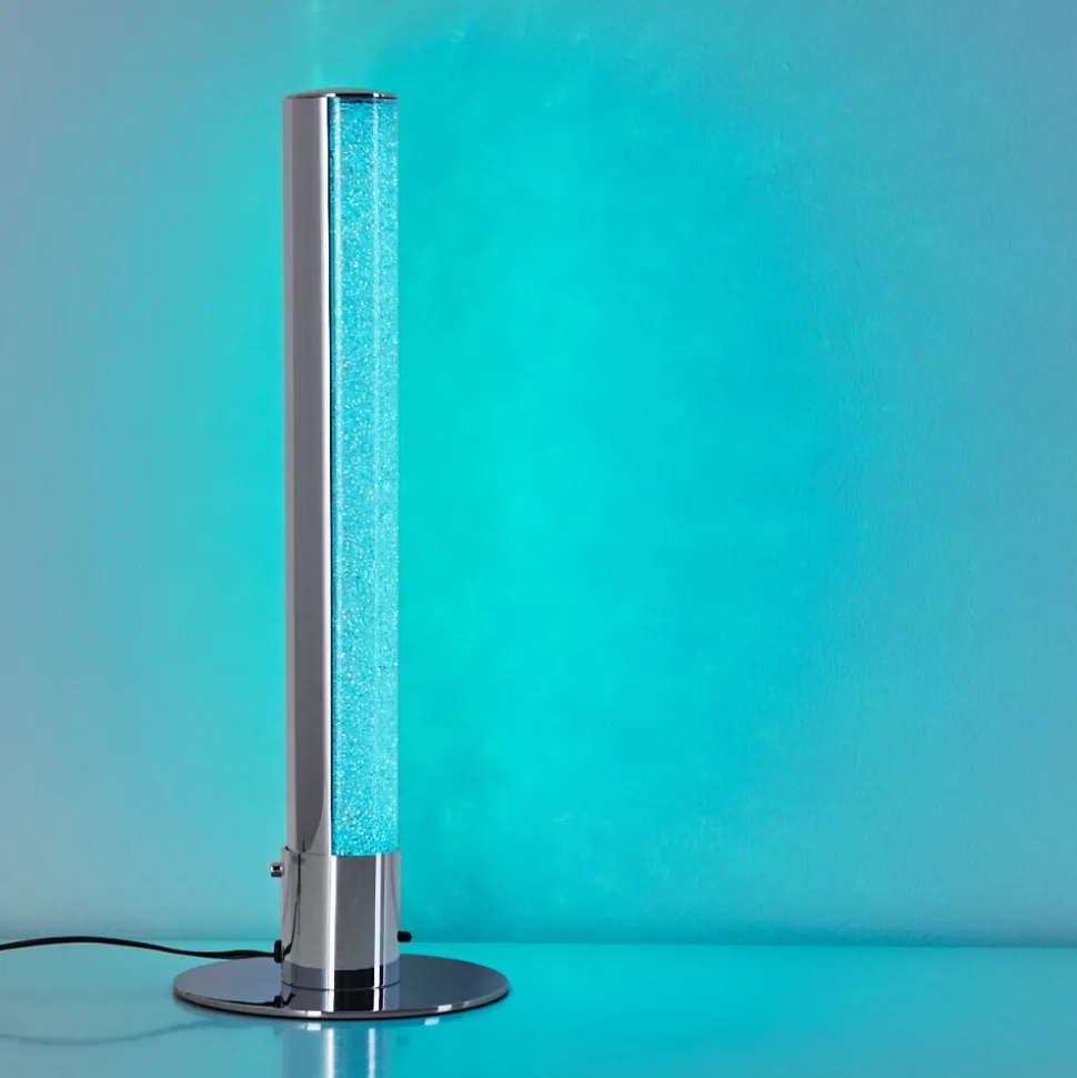 Lampe A Poser Flaut Led Chrome, 1 Lumiere, Telecommandes, Changeur De Couleurs