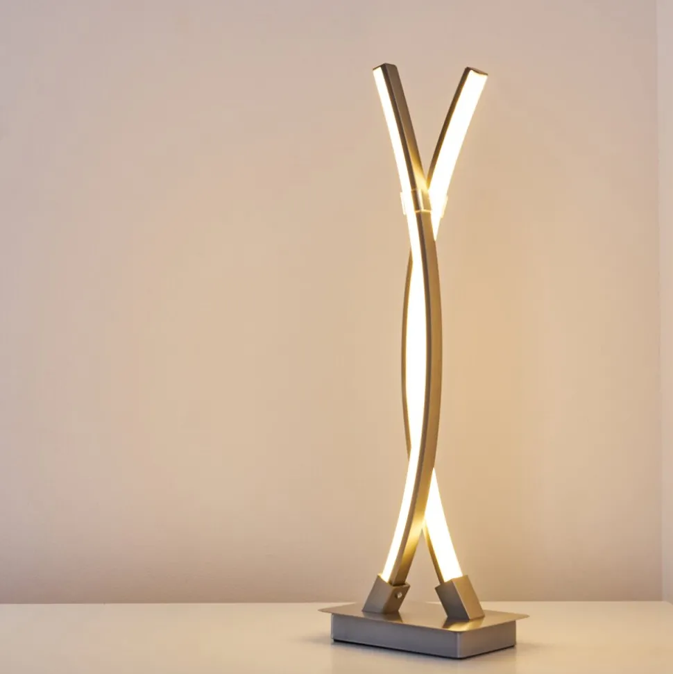 Lampe A Poser Horpmaal Led Nickel Mat, 2 Lumieres