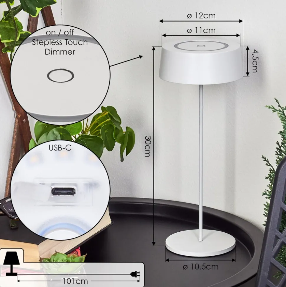 Lampe A Poser Kouvi Led Blanc, 1 Lumiere