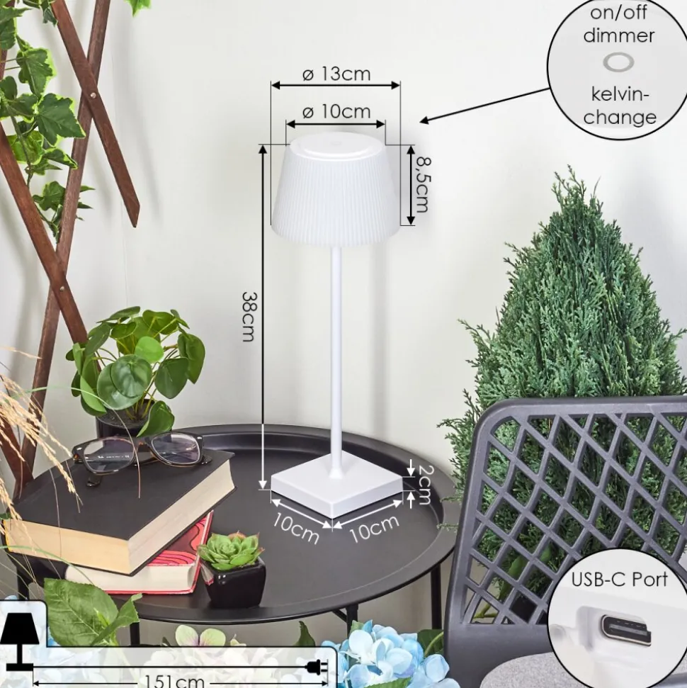 Lampe A Poser Longchamps Led Blanc, 1 Lumiere