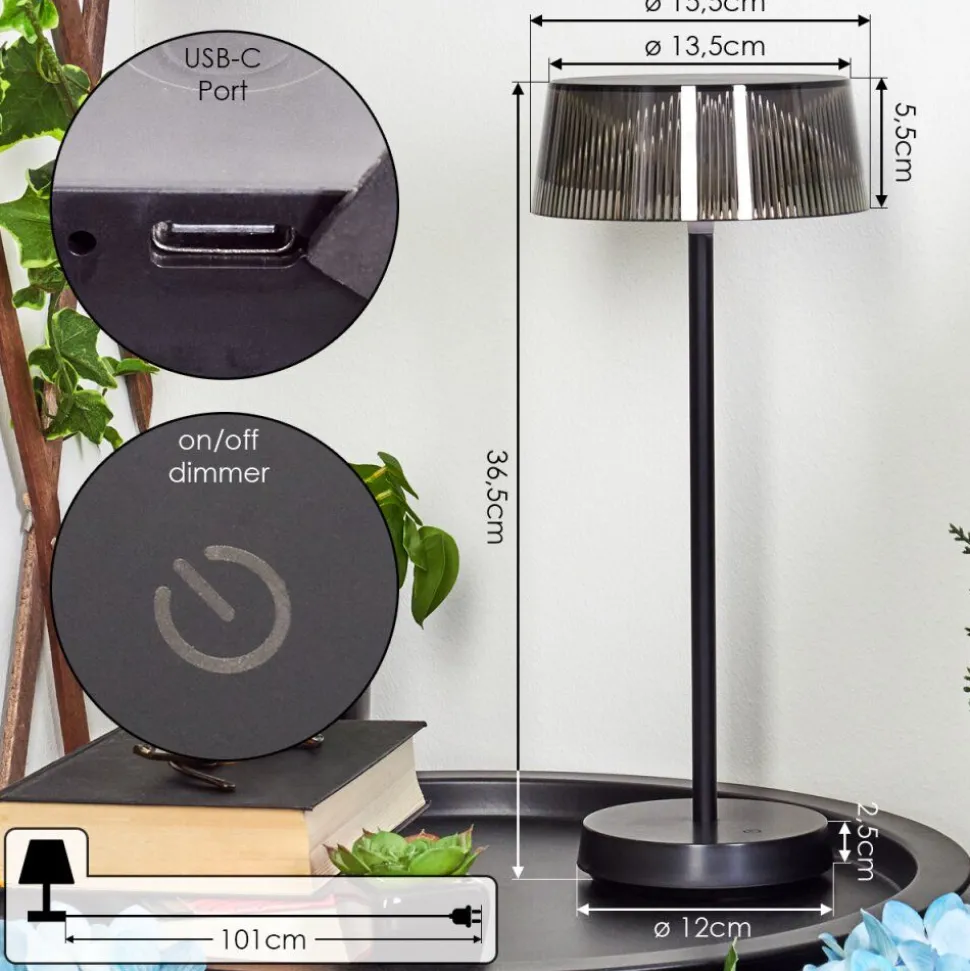 Lampe A Poser Oundo Led Noir, 1 Lumiere
