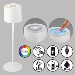 Lampe A Poser Schoner Wohnen-Kollektion Sun Led Blanc, 1 Lumiere, Changeur De Couleurs