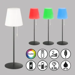 Lampe A Poser Schoner Wohnen-Kollektion Talent Led Anthracite, 1 Lumiere, Telecommandes, Changeur De Couleurs