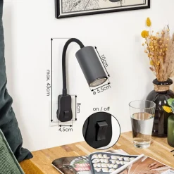 Lampe A Prise Electriquejavel Noir, 1 Lumiere