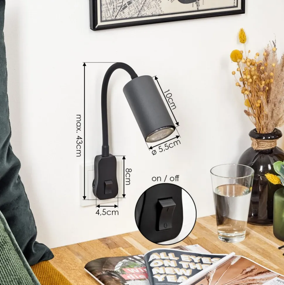 Lampe A Prise Electriquejavel Noir, 1 Lumiere