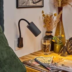Lampe A Prise Electriquejavel Noir, 1 Lumiere