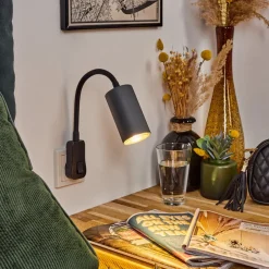 Lampe A Prise Electriquejavel Noir, 1 Lumiere