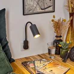 Lampe A Prise Electriquejavel Noir, 1 Lumiere