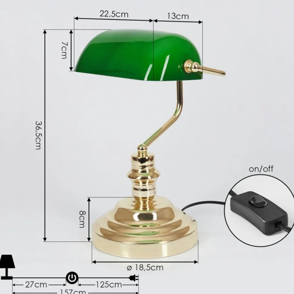 Lampe De Banquier Verte Or, Vert, Laiton, 1 Lumiere