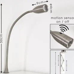 Lampe De Chevet Alsea Led Nickel Mat, 1 Lumiere, Detecteur De Mouvement