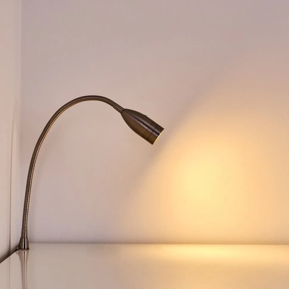Lampe De Chevet Alsea Led Nickel Mat, 1 Lumiere, Detecteur De Mouvement