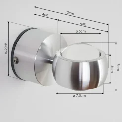 Lampe De Salle De Bain Florenz Led Aluminium, 2 Lumieres