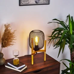 Lampe De Table Ateponta Bois Clair, Noir, 1 Lumiere
