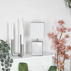 Lampe De Table Aveleda Chrome, Argente, 1 Lumiere