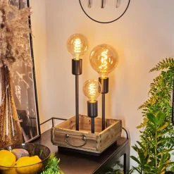 Lampe De Table Avestruz Brun, Noir, 3 Lumieres