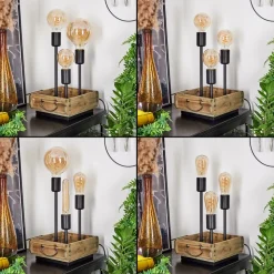 Lampe De Table Avestruz Brun, Noir, 3 Lumieres
