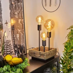 Lampe De Table Avestruz Brun, Noir, 3 Lumieres
