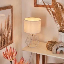 Lampe De Table Avon Blanc, 1 Lumiere