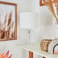 Lampe De Table Avon Blanc, 1 Lumiere