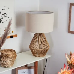 Lampe De Table Canot Brun, Ecru, 1 Lumiere