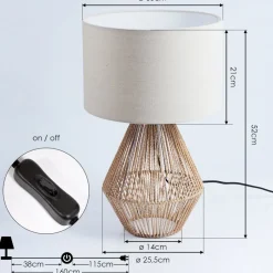 Lampe De Table Canot Brun, Ecru, 1 Lumiere