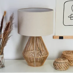 Lampe De Table Canot Brun, Ecru, 1 Lumiere