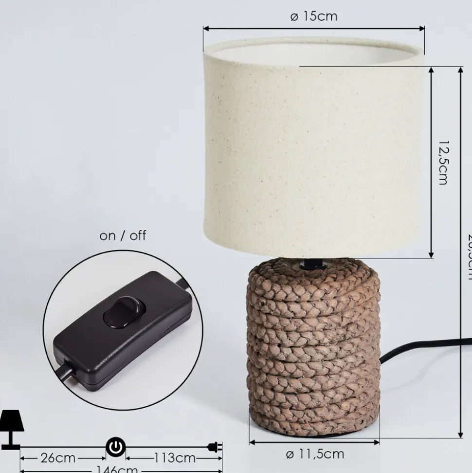 Lampe De Table Dambrois Brun, Ecru, 1 Lumiere