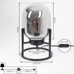 Lampe De Table Elvange Noir, 1 Lumiere