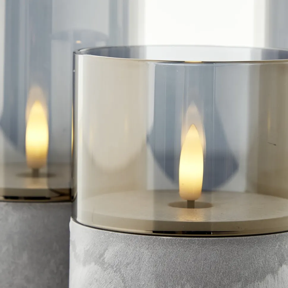 Lampe De Table Exterieure, Set De 3 Brilliant Bougie Led Gris, 1 Lumiere