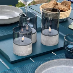 Lampe De Table Exterieure, Set De 3 Brilliant Bougie Led Gris, 1 Lumiere
