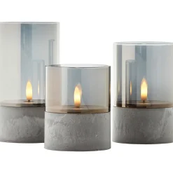 Lampe De Table Exterieure, Set De 3 Brilliant Bougie Led Gris, 1 Lumiere