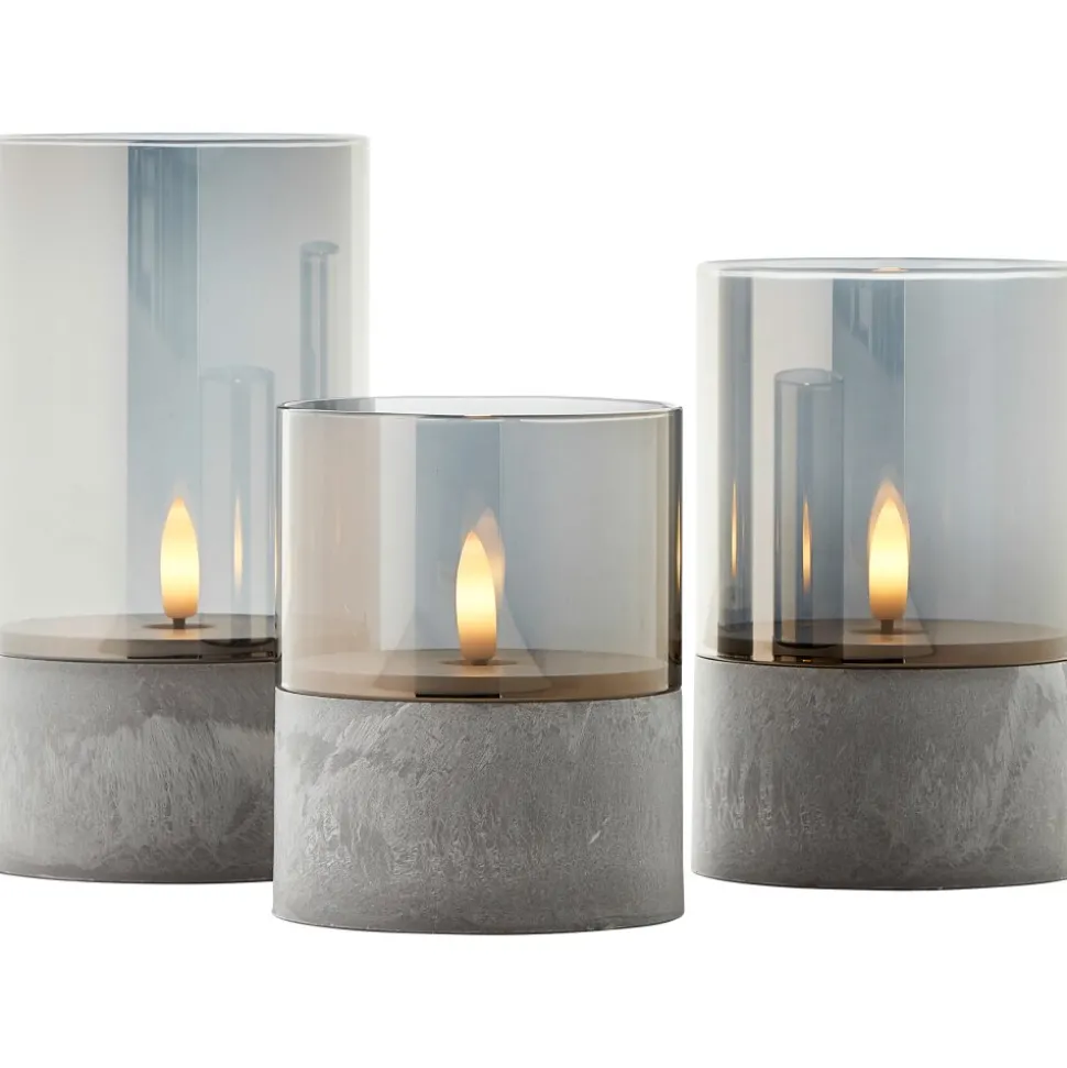 Lampe De Table Exterieure, Set De 3 Brilliant Bougie Led Gris, 1 Lumiere