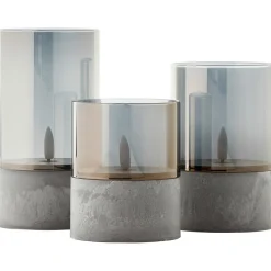Lampe De Table Exterieure, Set De 3 Brilliant Bougie Led Gris, 1 Lumiere