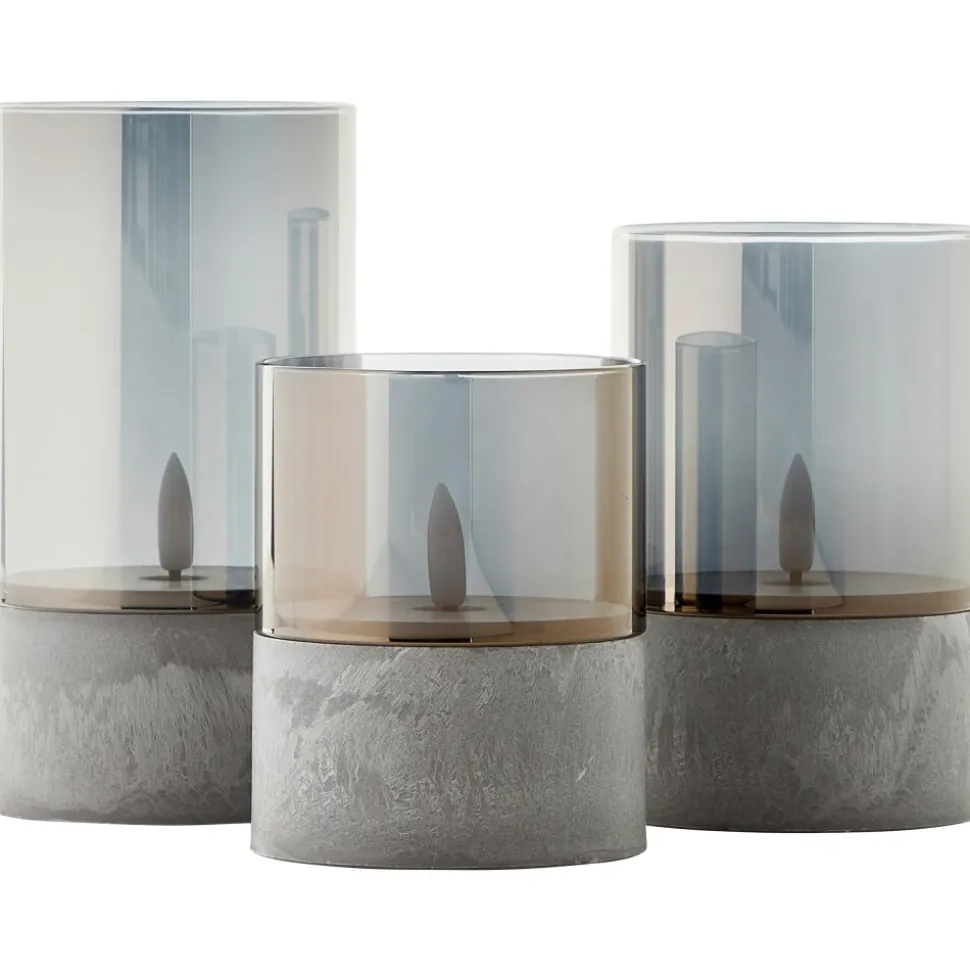 Lampe De Table Exterieure, Set De 3 Brilliant Bougie Led Gris, 1 Lumiere