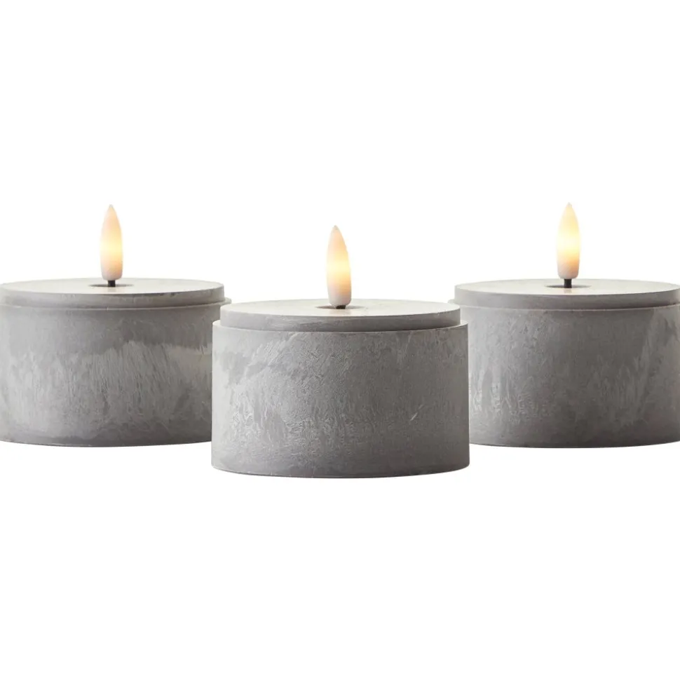 Lampe De Table Exterieure, Set De 3 Brilliant Bougie Led Gris, 1 Lumiere