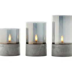 Lampe De Table Exterieure, Set De 3 Brilliant Bougie Led Gris, 1 Lumiere