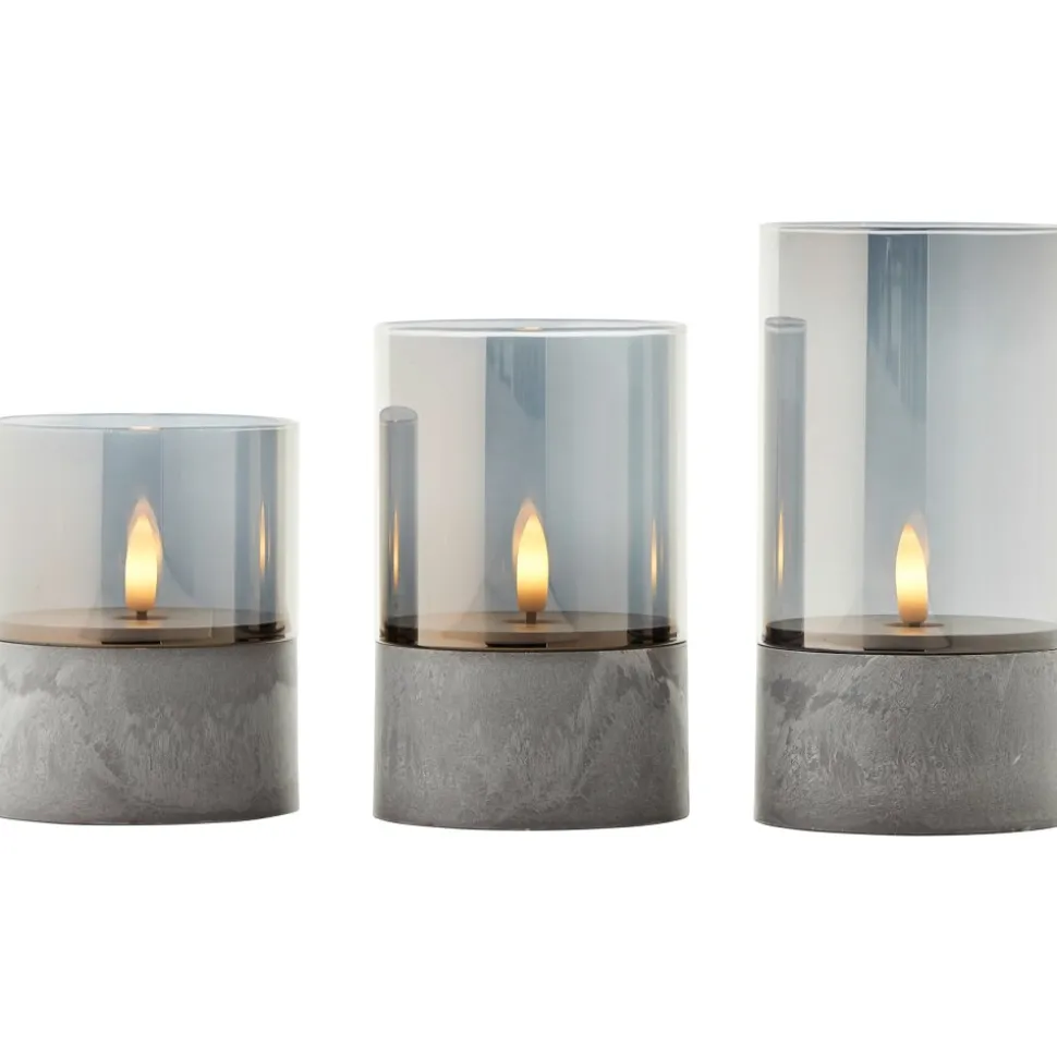 Lampe De Table Exterieure, Set De 3 Brilliant Bougie Led Gris, 1 Lumiere