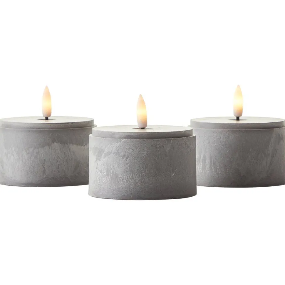 Lampe De Table Exterieure Set De 3 Brilliant Bougie Led Gris, 1 Lumiere