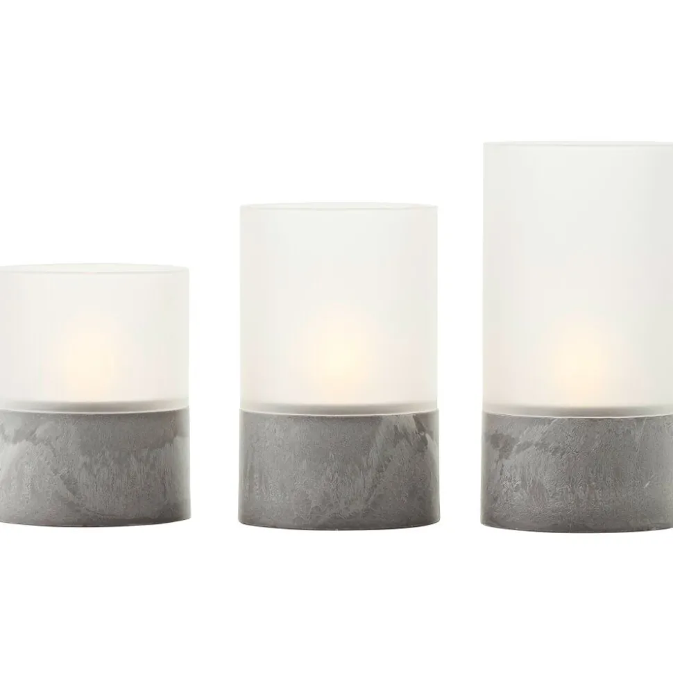 Lampe De Table Exterieure Set De 3 Brilliant Bougie Led Gris, 1 Lumiere