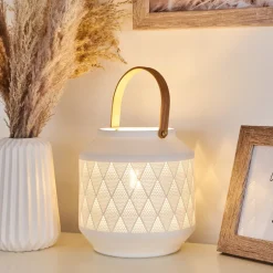 Lampe De Table Forrnes Beige, Blanc, 1 Lumiere