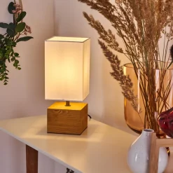 Lampe De Table Geneva Bois Clair, 1 Lumiere