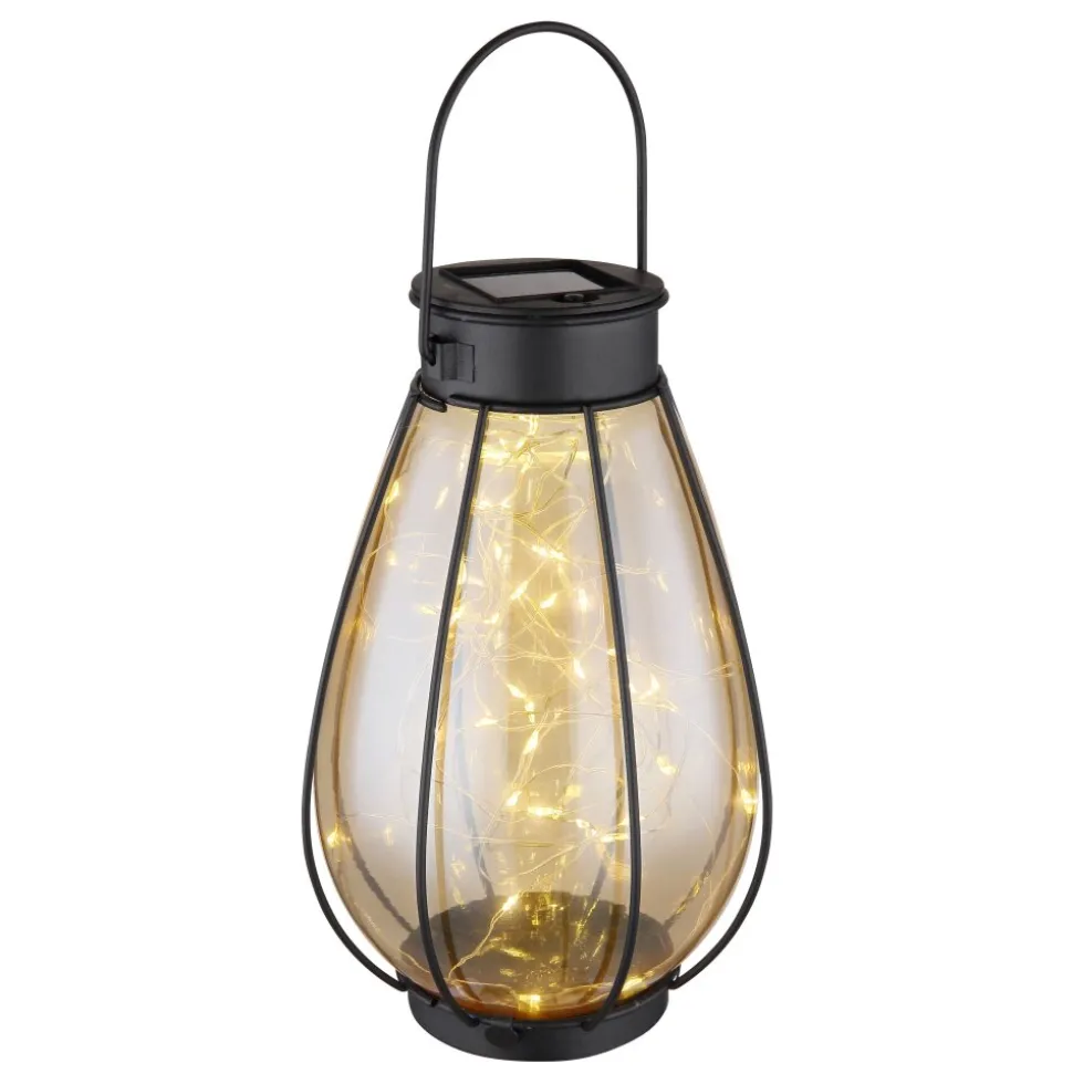 Lampe De Table Globo Solar Led Noir, 40 Lumieres