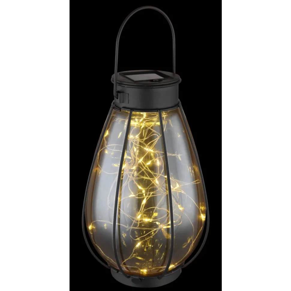 Lampe De Table Globo Solar Led Noir, 40 Lumieres
