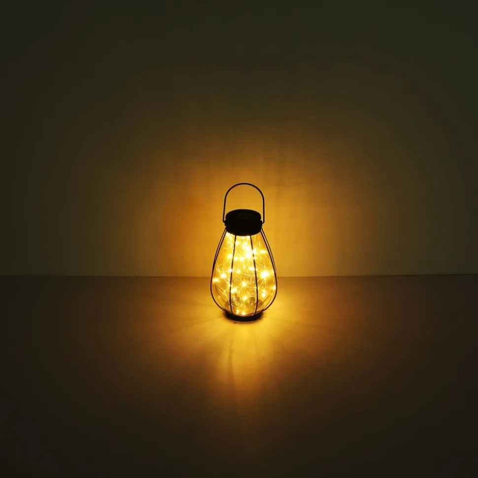 Lampe De Table Globo Solar Led Noir, 40 Lumieres