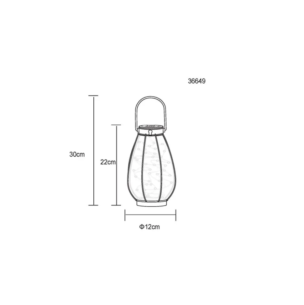 Lampe De Table Globo Solar Led Noir, 40 Lumieres