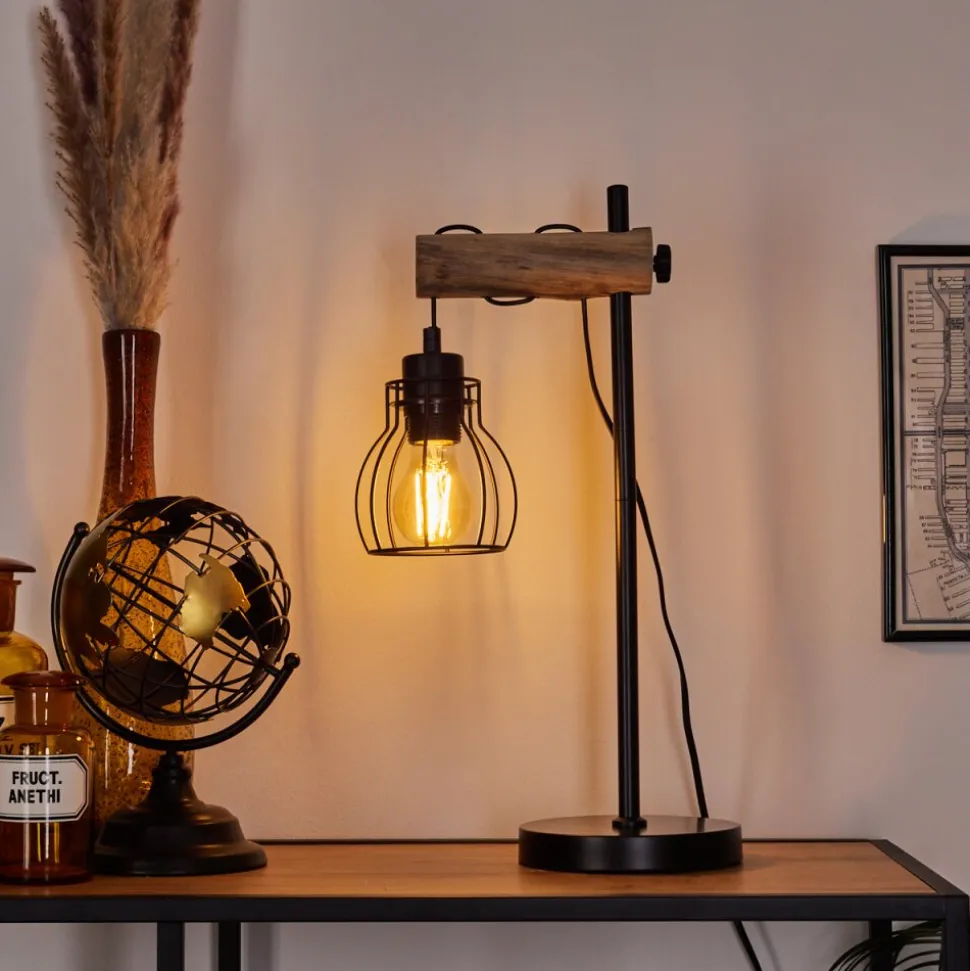 Lampe De Table Gondo Ecru, Noir, 1 Lumiere